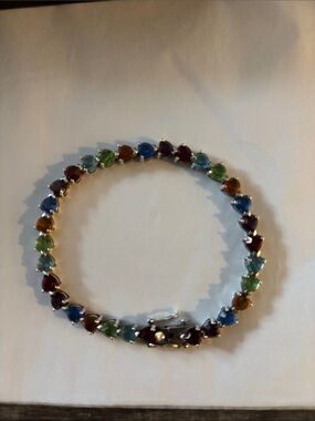 Silver (925) Lenox Multicolor Heart Gem Bracelet